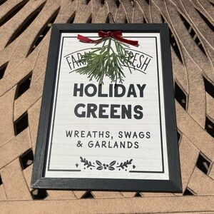 Farm Fresh Holiday Greens wood Sign - Black and White